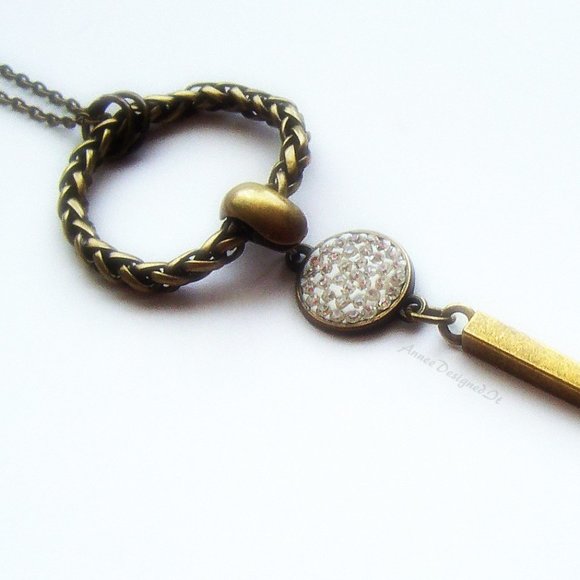 Hand Made - Vintage Bronze Crystal Necklace - Picture 2 of 3